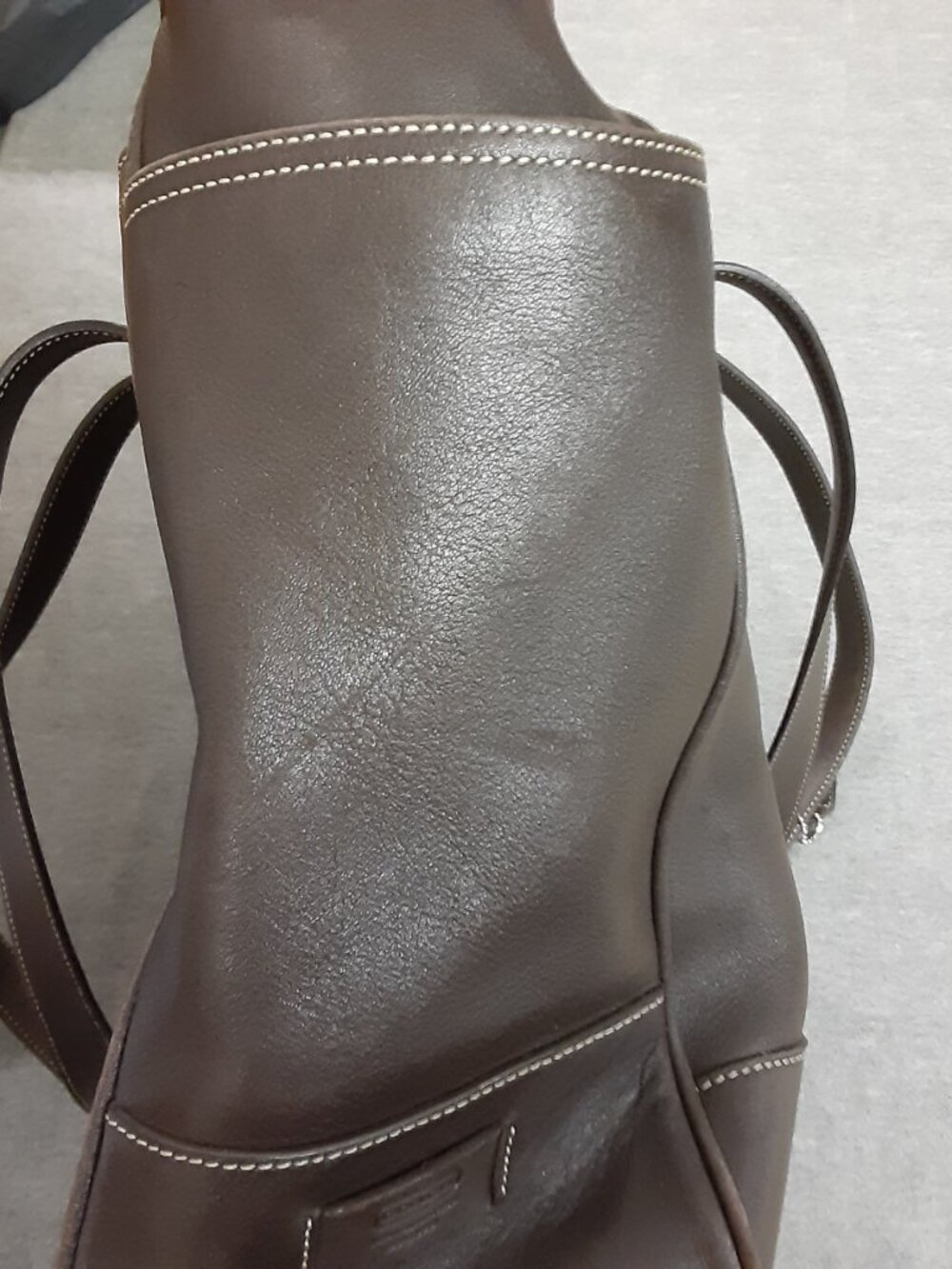 VTG Coach Hampton Large Tote Weekender Natural Cowhide Leather Brown - Picture 7 of 16